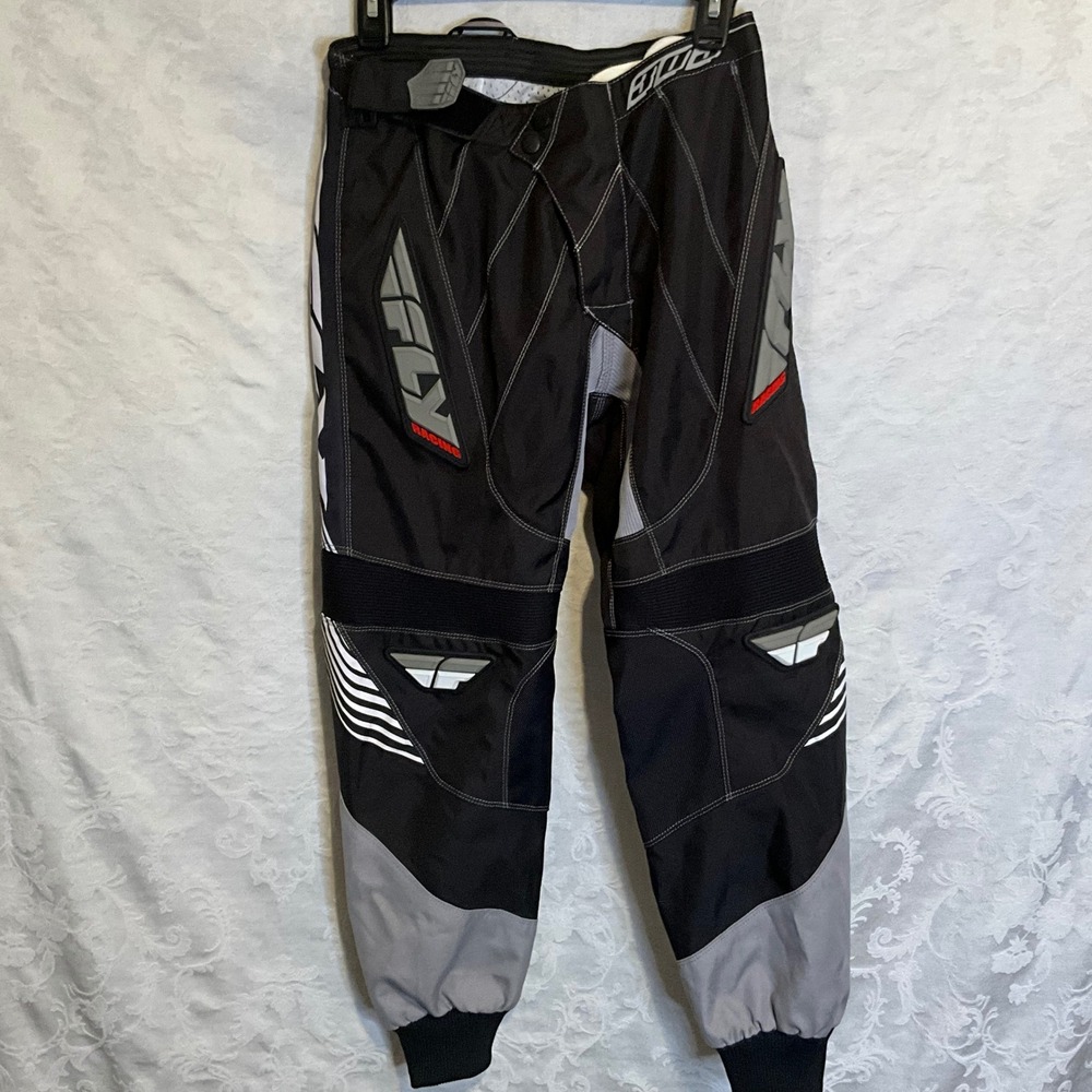 Fly‎ Racing 303 Race Pants Mens 28 Motocross BMX Dirt Bike Black Gray White